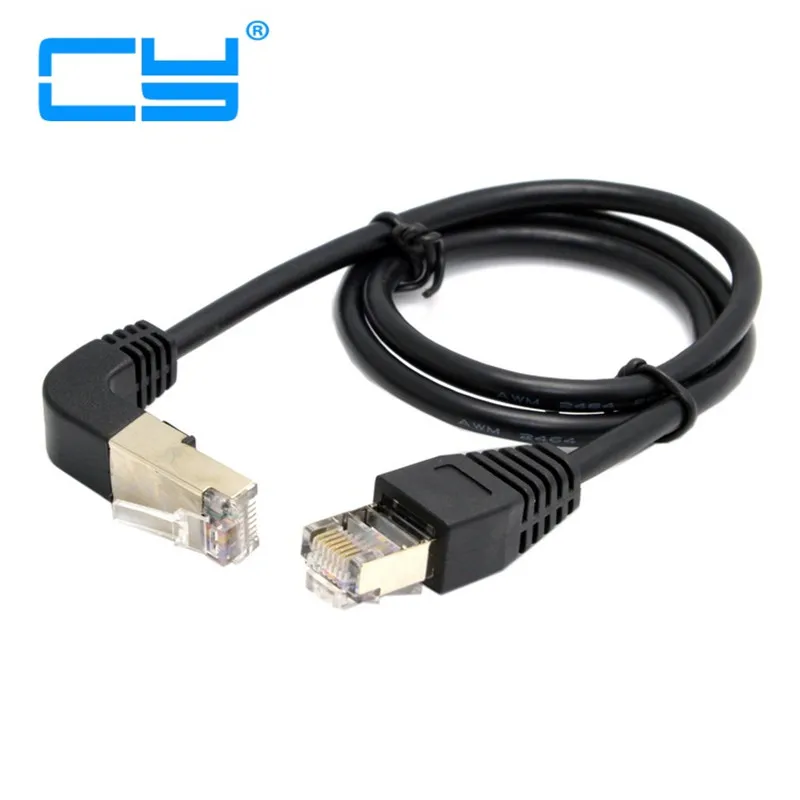 Угловой сетевой патч-корд 8P8C STP Cat 5e Lan Ethernet 90 градусов прямой кабель 50 см |