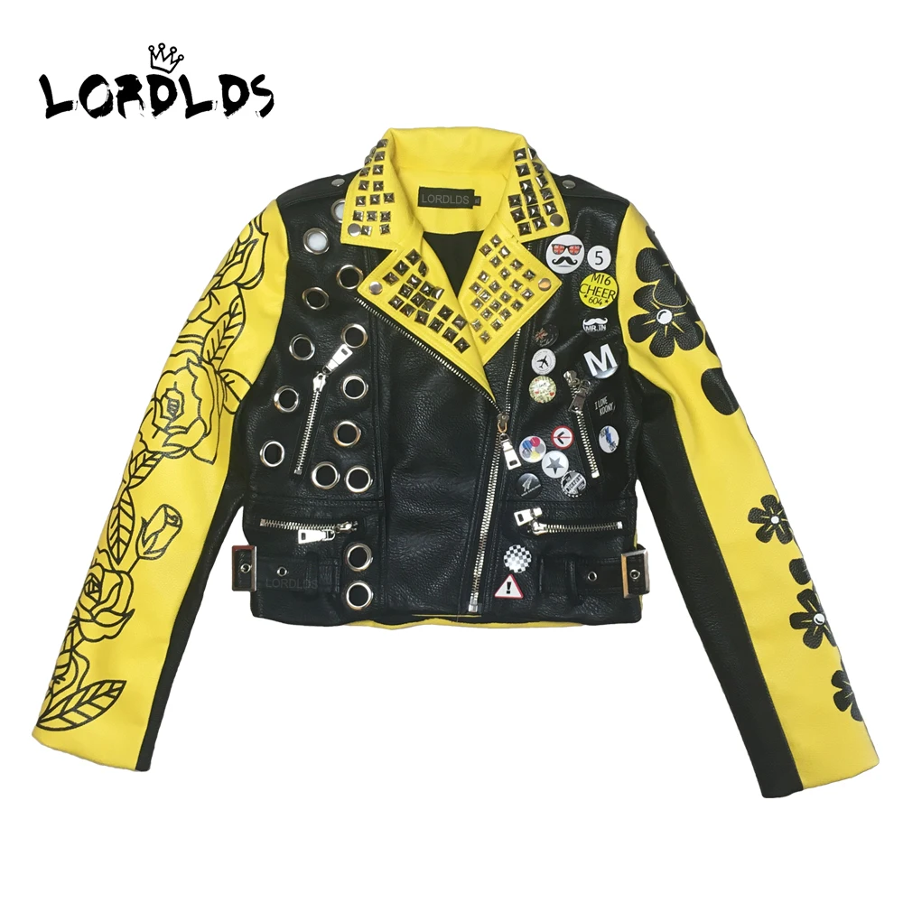 LORDLDS Women Leather Jacket Yellow Short Crop Jackets and Coats Punk Motorcycle Streetwear Woman Autumn Clothes 2019
LORDLDS Women Leather Jacket Yellow Short Crop Jackets and Coats Punk Motorcycle Streetwear Woman Autumn Clothes 2019