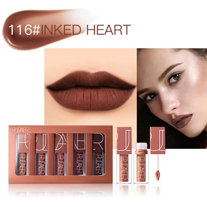 Pudaier 5 Colors Matte Liquid Lipstick Set Nude Brown Chocolate Rose Lipstick Kit Lip Gloss Matte Lips Waterproof Lasting Batom
Pudaier 5 Colors Matte Liquid Lipstick Set Nude Brown Chocolate Rose Lipstick Kit Lip Gloss Matte Lips Waterproof Lasting Batom