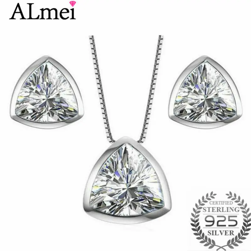 Almei Triangel CZ Jewelry Sets 925 Sterling Silver Set Include Pendant Necklace and Stud Earrings for Women with Box 40% LT002
Almei Triangel CZ Jewelry Sets 925 Sterling Silver Set Include Pendant Necklace and Stud Earrings for Women with Box 40% LT002