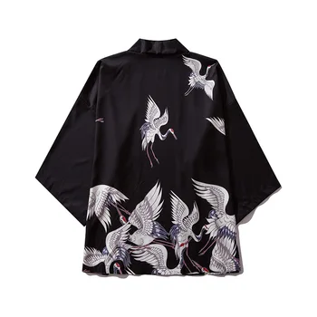 #3605 Summer Hawaiian Kimono Shirt Men Black Loose Crane Printed Harajuku Kimono Shirt Men Open Stitch Kimono Street Style Beach
#3605 Summer Hawaiian Kimono Shirt Men Black Loose Crane Printed Harajuku Kimono Shirt Men Open Stitch Kimono Street Style Beach