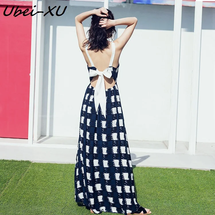 Ubei Summer show thin beach DRESS new seaside plaid full dress fairy sexy backless halter long dress
Ubei Summer show thin beach DRESS new seaside plaid full dress fairy sexy backless halter long dress