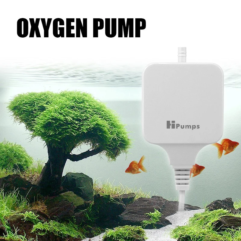 Image Super Silent Aquarium Air Pump High Efficient Oxygen Breathe Water Air Pump for Fish Tank with Air Stone and Airline Tubing