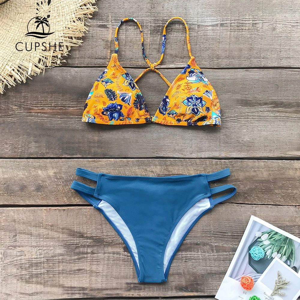 CUPSHE Navy And Yellow Floral Print Triangle Bikini Sets Women Sexy Strapy Two Pieces Swimsuits 2019 Girl Beach Bathing Suits
CUPSHE Navy And Yellow Floral Print Triangle Bikini Sets Women Sexy Strapy Two Pieces Swimsuits 2019 Girl Beach Bathing Suits