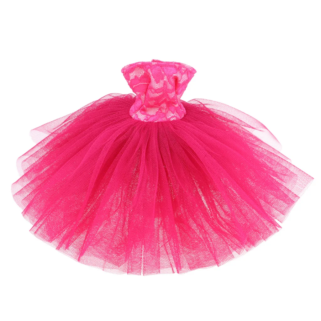 Elegant Garments Tube Top Dress Wedding Gown Outfits for 1/4 BJD Girl Dolls Dress Up (Rose Red) for Girl Doll
