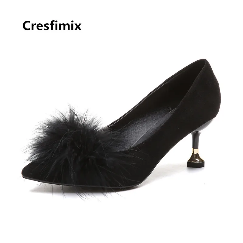 Cresfimix Women Fashion High Quality Black Fur High Heel Shoes Lady Casual Grey Slip on High Heels Vrouwen Hoge Hakken B3533
Cresfimix Women Fashion High Quality Black Fur High Heel Shoes Lady Casual Grey Slip on High Heels Vrouwen Hoge Hakken B3533