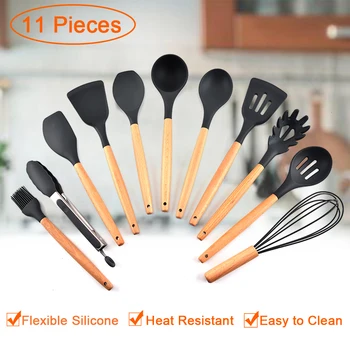 2019 Silicone Kitchen Utensil Set 11 Pcs Beech Wooden Handle Heat-Resistant Non-Stick Spoon Spatula Ladle Cooking Tools
2019 Silicone Kitchen Utensil Set 11 Pcs Beech Wooden Handle Heat-Resistant Non-Stick Spoon Spatula Ladle Cooking Tools