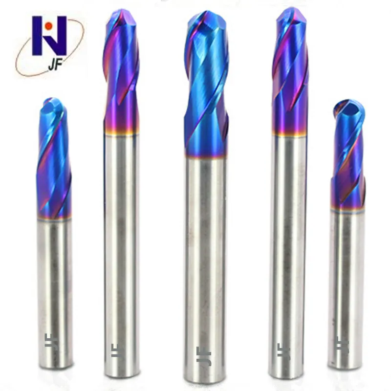 JF HRC65 R0.75*3*D4*50 Blue NaCo Coated Solid carbide Ball nose end mill 2 flute end mills with straight shank milling cutter
JF HRC65 R0.75*3*D4*50 Blue NaCo Coated Solid carbide Ball nose end mill 2 flute end mills with straight shank milling cutter