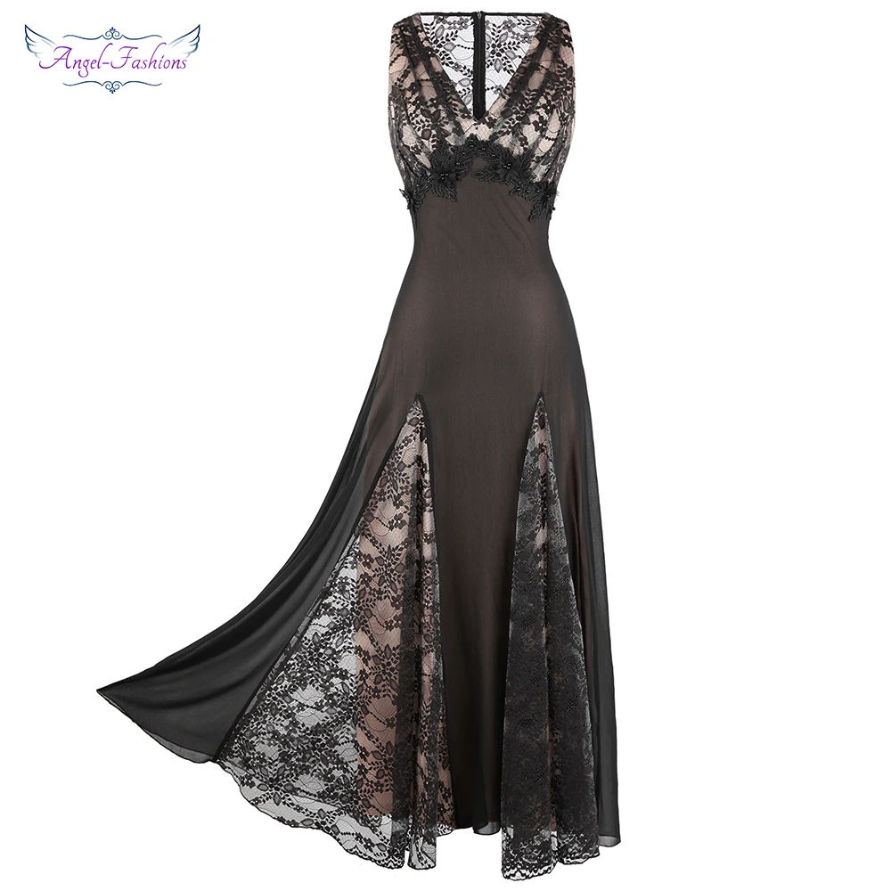 Angel-fashions Women's V Neck Lace Splicing Ruched Beading Appliques Flower Chiffon Party Dress W-190106-S 232
Angel-fashions Women's V Neck Lace Splicing Ruched Beading Appliques Flower Chiffon Party Dress W-190106-S 232