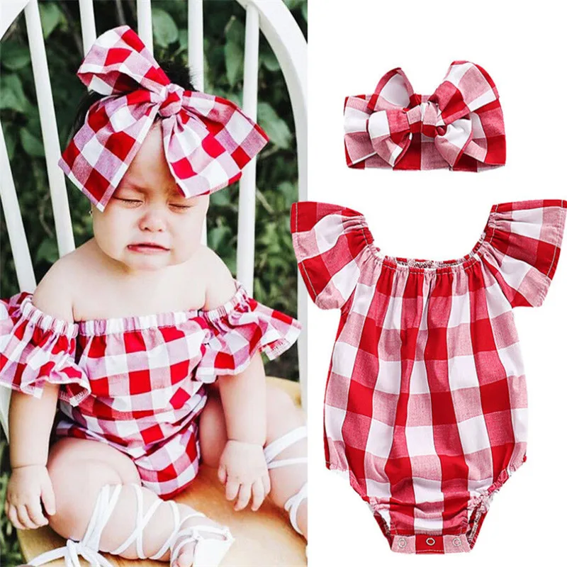 Cute Toddler Baby Girls Red Plaid Sets Cotton Clothes Summer Flying Sleeve Bodysuit O-Neck Sunsuit Big Bow Headband 2Pcs 0-24M
Cute Toddler Baby Girls Red Plaid Sets Cotton Clothes Summer Flying Sleeve Bodysuit O-Neck Sunsuit Big Bow Headband 2Pcs 0-24M
