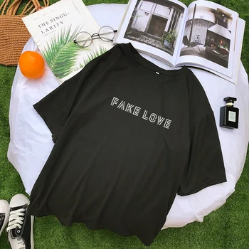 New Cotton Harajuku Letter Print Tshirt Women Summer Short Sleeve Tops & Tees Fashion Casual Korean Kpop FAKE LOVE Album T Shirt
New Cotton Harajuku Letter Print Tshirt Women Summer Short Sleeve Tops & Tees Fashion Casual Korean Kpop FAKE LOVE Album T Shirt