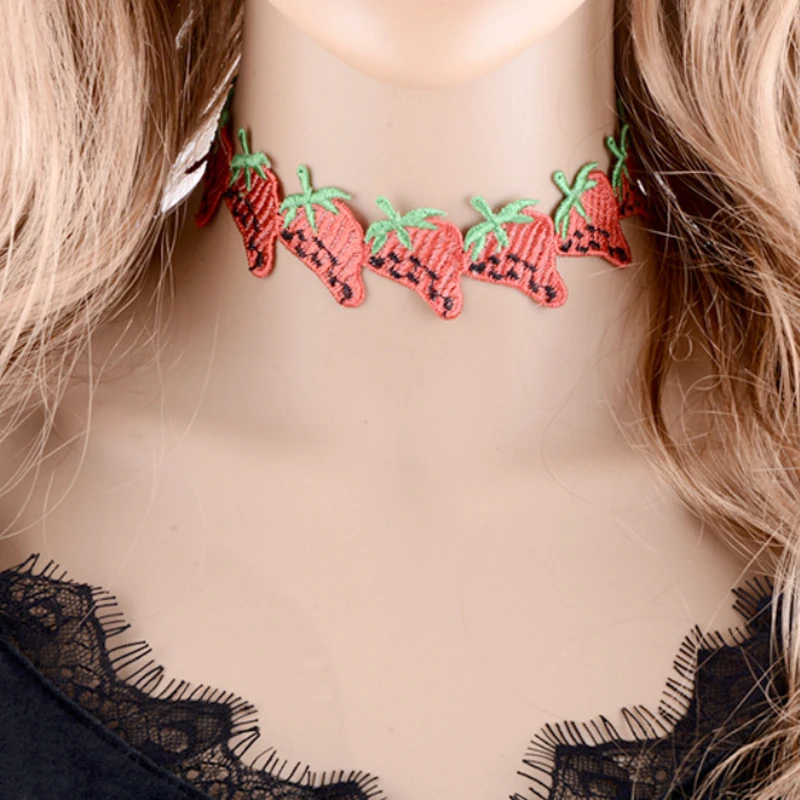 8SEASONS Fashion Fruit Choker Necklace Creative Cute Banana Strawberry Cherry Pineapple Lace Choker 29cm Long, 1 Piece
8SEASONS Fashion Fruit Choker Necklace Creative Cute Banana Strawberry Cherry Pineapple Lace Choker 29cm Long, 1 Piece