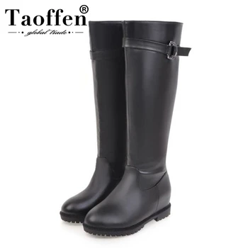 Taoffen Simple Buckle Women Knee High Boots Pu Leather Round Toe Flats Shoes Winter Warm Women Knight Boots Plus Size 34-45
Taoffen Simple Buckle Women Knee High Boots Pu Leather Round Toe Flats Shoes Winter Warm Women Knight Boots Plus Size 34-45