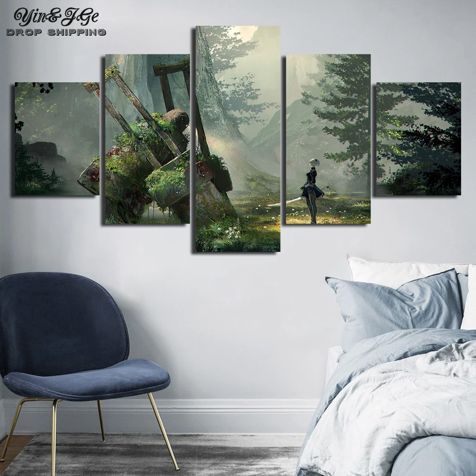 Canvas Printed Painting For Kids Room Wall Art 5 Pieces Modular NieR Automata 2B Game Pictures Home Decor Landscape Poster Frame
Canvas Printed Painting For Kids Room Wall Art 5 Pieces Modular NieR Automata 2B Game Pictures Home Decor Landscape Poster Frame