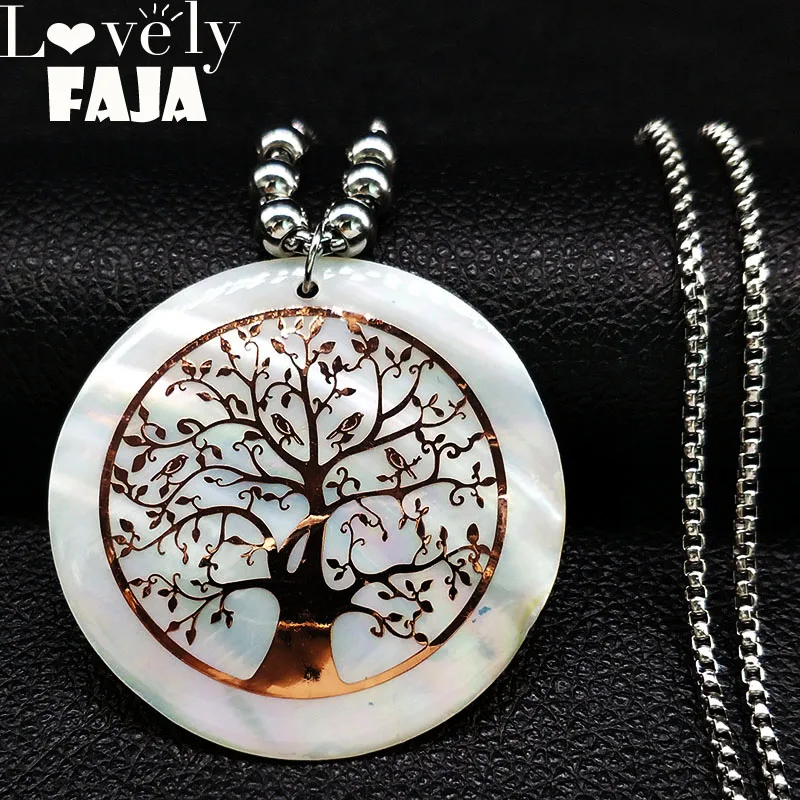 2019 Fashion Stainless Steel Shell Chain Necklace Women Tree of Life Rose Gold Color Long Necklace Jewelry gargantilla N18416
2019 Fashion Stainless Steel Shell Chain Necklace Women Tree of Life Rose Gold Color Long Necklace Jewelry gargantilla N18416