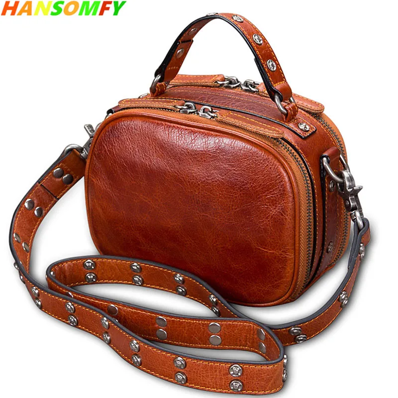 2018 Retro Genuine leather handmade Women handbag female Small square shoulder bag first layer cowhide rivet Messenger Bags
2018 Retro Genuine leather handmade Women handbag female Small square shoulder bag first layer cowhide rivet Messenger Bags