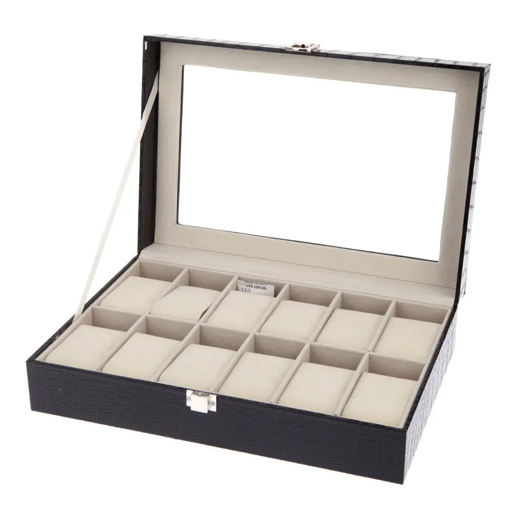Фото 12 Grids Leather Watch Display Case Jewelry Collection Storage Organizer Box Holder | Наручные часы
