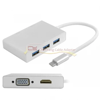 USB 3.1 Type C USB-C to HDMI Digital AV & VGA & USB HUB OTG Adapter for Laptop & Mac Pro
USB 3.1 Type C USB-C to HDMI Digital AV & VGA & USB HUB OTG Adapter for Laptop & Mac Pro