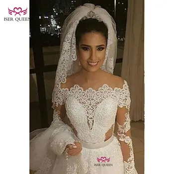 Beading Bright Sequined Long Sleeves Embroidery and Appliques Bridal Gown Sashes Illusion Button Wedding Dresses w0274
Beading Bright Sequined Long Sleeves Embroidery and Appliques Bridal Gown Sashes Illusion Button Wedding Dresses w0274