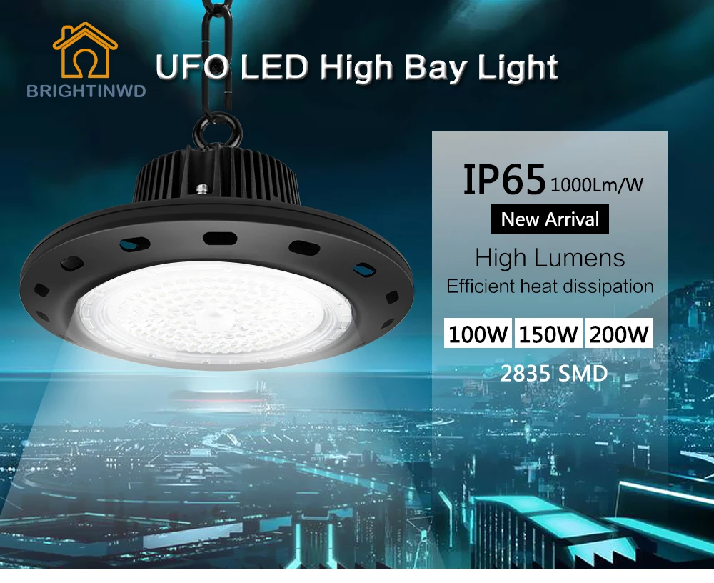 BRIGHTINWD UFO High Bay Light 100W 150W 200W SMD2835 High Power LED Floodlight for Factory/Warehouse Machine Lamp
BRIGHTINWD UFO High Bay Light 100W 150W 200W SMD2835 High Power LED Floodlight for Factory/Warehouse Machine Lamp