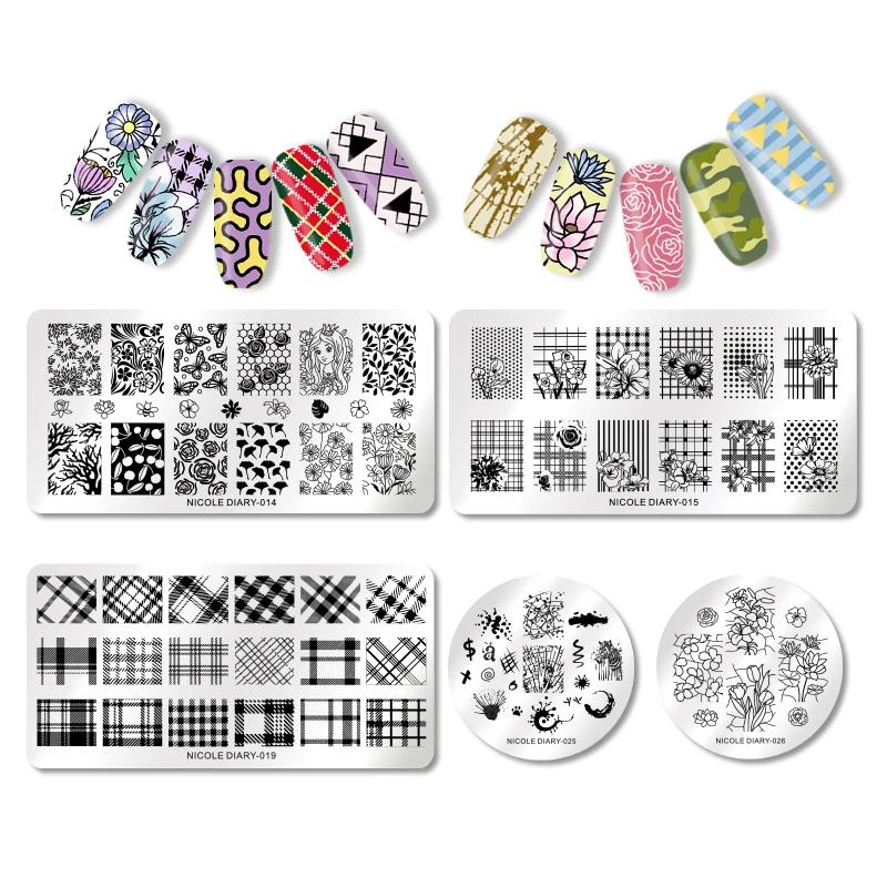 NICOLE DIARY Nail Stamping Plates Flower Overprint Winter Grid Plaid Geometric Image Series Print Stencil Nail Template Stencils
NICOLE DIARY Nail Stamping Plates Flower Overprint Winter Grid Plaid Geometric Image Series Print Stencil Nail Template Stencils