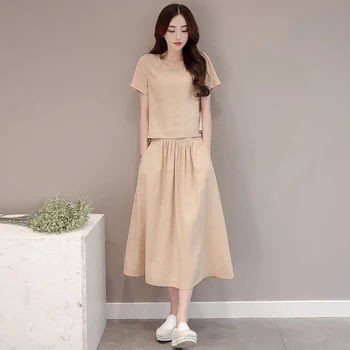 Casual Summer Fashion Cotton And Linen Set 2 Piece Set Youth Clothing Lady Suit Loose Top + Skirt
Casual Summer Fashion Cotton And Linen Set 2 Piece Set Youth Clothing Lady Suit Loose Top + Skirt