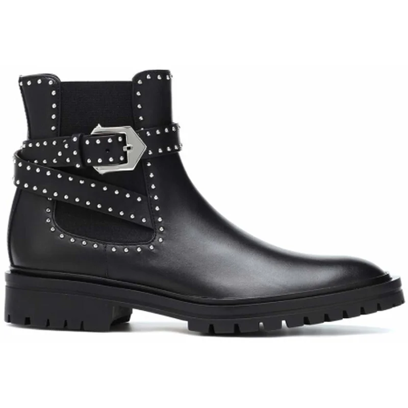 Genuine Leather Black Cowhide Ankle Boots Womens Shoes Rivet Metal Buckle Chelsea Boots Women Luxury Shoes Women Designers Top
Genuine Leather Black Cowhide Ankle Boots Womens Shoes Rivet Metal Buckle Chelsea Boots Women Luxury Shoes Women Designers Top