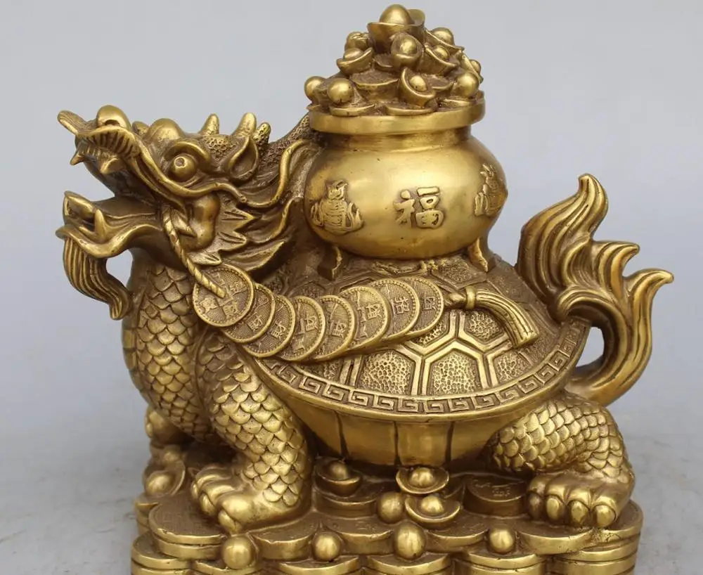 10"China Bronze Wealth Yuanbao Money Dragon Turtle tortoise Treasure Bowl Statue
10"China Bronze Wealth Yuanbao Money Dragon Turtle tortoise Treasure Bowl Statue