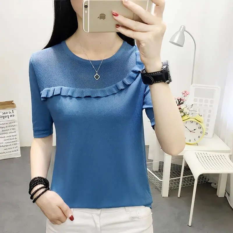 Women Spring Summer Style Blouses Shirts Lady Casual Short Sleeve Patchwork O-neck Blusas Tops Shirts DF2649
Women Spring Summer Style Blouses Shirts Lady Casual Short Sleeve Patchwork O-neck Blusas Tops Shirts DF2649