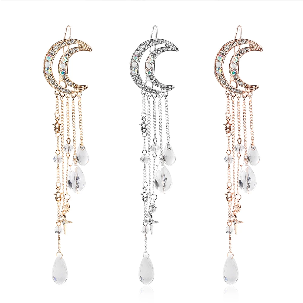 fashion Classic 3 colors Moon Crystal Rhinestone Beads Dangle Fringe Hair Clip Hair Accessories Women Bridal Jewelry decoration
fashion Classic 3 colors Moon Crystal Rhinestone Beads Dangle Fringe Hair Clip Hair Accessories Women Bridal Jewelry decoration