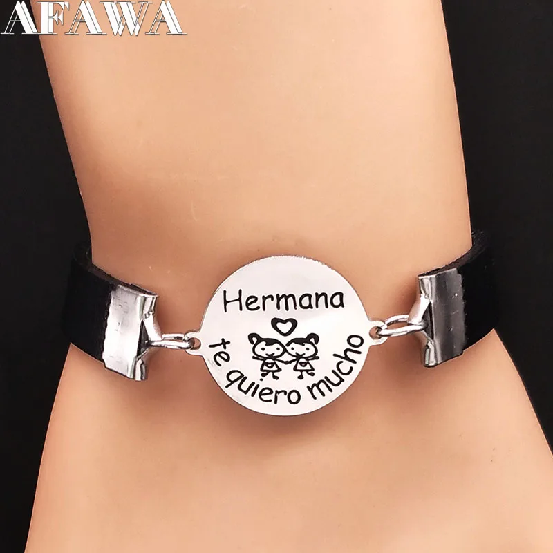 2019 HERMANA Leather Stainless Steel Bracelets Women Brother Bracelets & Bangles Jewelry pulseras acero inoxidable mujer B18167
2019 HERMANA Leather Stainless Steel Bracelets Women Brother Bracelets & Bangles Jewelry pulseras acero inoxidable mujer B18167