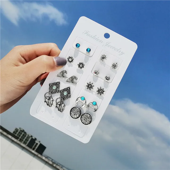 TTLIFE Boho Crystal Moon Stars Hand Geometry Stud Earrings Set for Women Punk Mix Design Leaf Aros Wedding Bohemian Jewelry
TTLIFE Boho Crystal Moon Stars Hand Geometry Stud Earrings Set for Women Punk Mix Design Leaf Aros Wedding Bohemian Jewelry