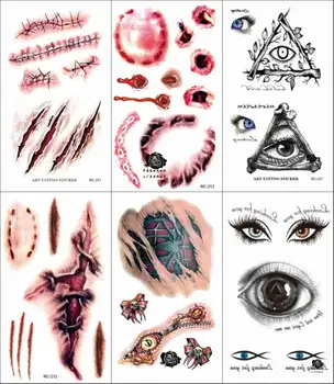 6pcs/lot Funny Temporary Tattoo Sticker Fake Wound Scratches Blood Tooth Print Gunshot Terror Halloween Tricky Tattoo Body Art
6pcs/lot Funny Temporary Tattoo Sticker Fake Wound Scratches Blood Tooth Print Gunshot Terror Halloween Tricky Tattoo Body Art