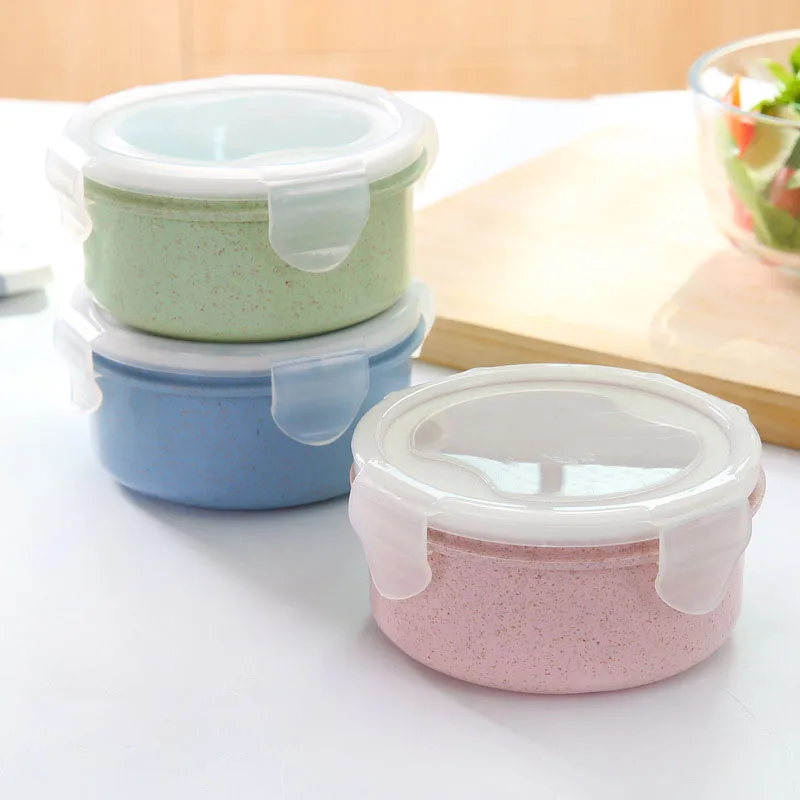 

3 Color Optional Wheat Straw Lunch Boxs Environmental Protection Box Food Refrigerator Fresh Bento Box Sushi Box Dinnerware Sets