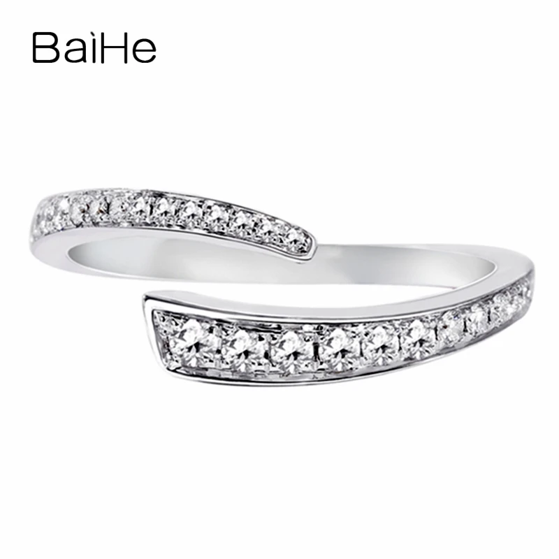 

BAIHE Solid 14K White Gold H/SI Natural Diamond Ring Women Men Wedding Band Trendy Fine Jewelry Making خاتم من الماس Elmas yüzük