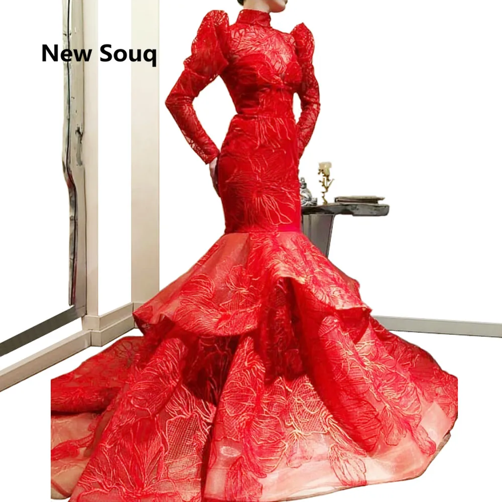 2019 Red Long Sleeves Meramid Evening Dresses High Neck Lace Dubai Muslim Prom Dress vestido de festa
2019 Red Long Sleeves Meramid Evening Dresses High Neck Lace Dubai Muslim Prom Dress vestido de festa