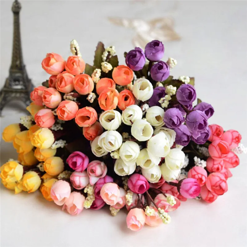 15 Heads Beautiful Small Bud Roses Bract Simulation Artificial Silk Flowers For home party wedding decor mariage fake Flower
15 Heads Beautiful Small Bud Roses Bract Simulation Artificial Silk Flowers For home party wedding decor mariage fake Flower