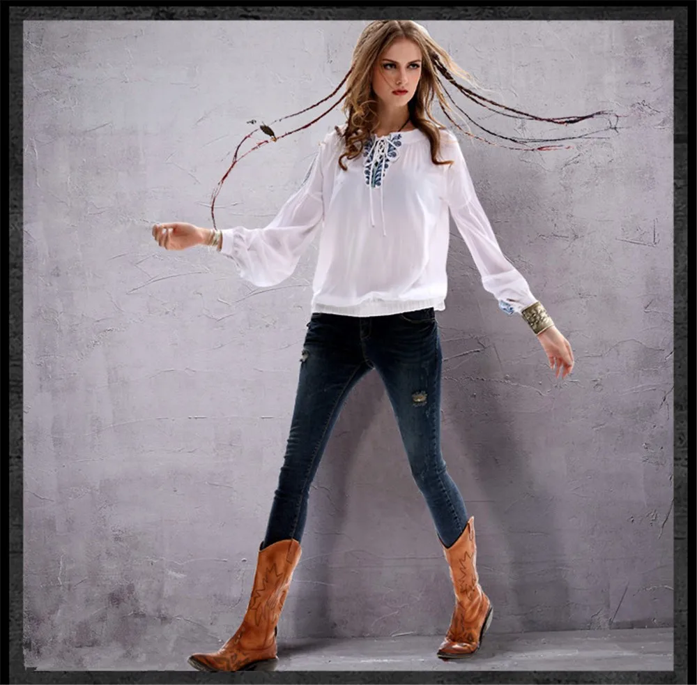 Vintage Private Tailor Women Blouse Women's Cotton Linen Ethnic Long Sleeve Shirt V-Neck Loose Blusa Feminina Classical Blouse (9)