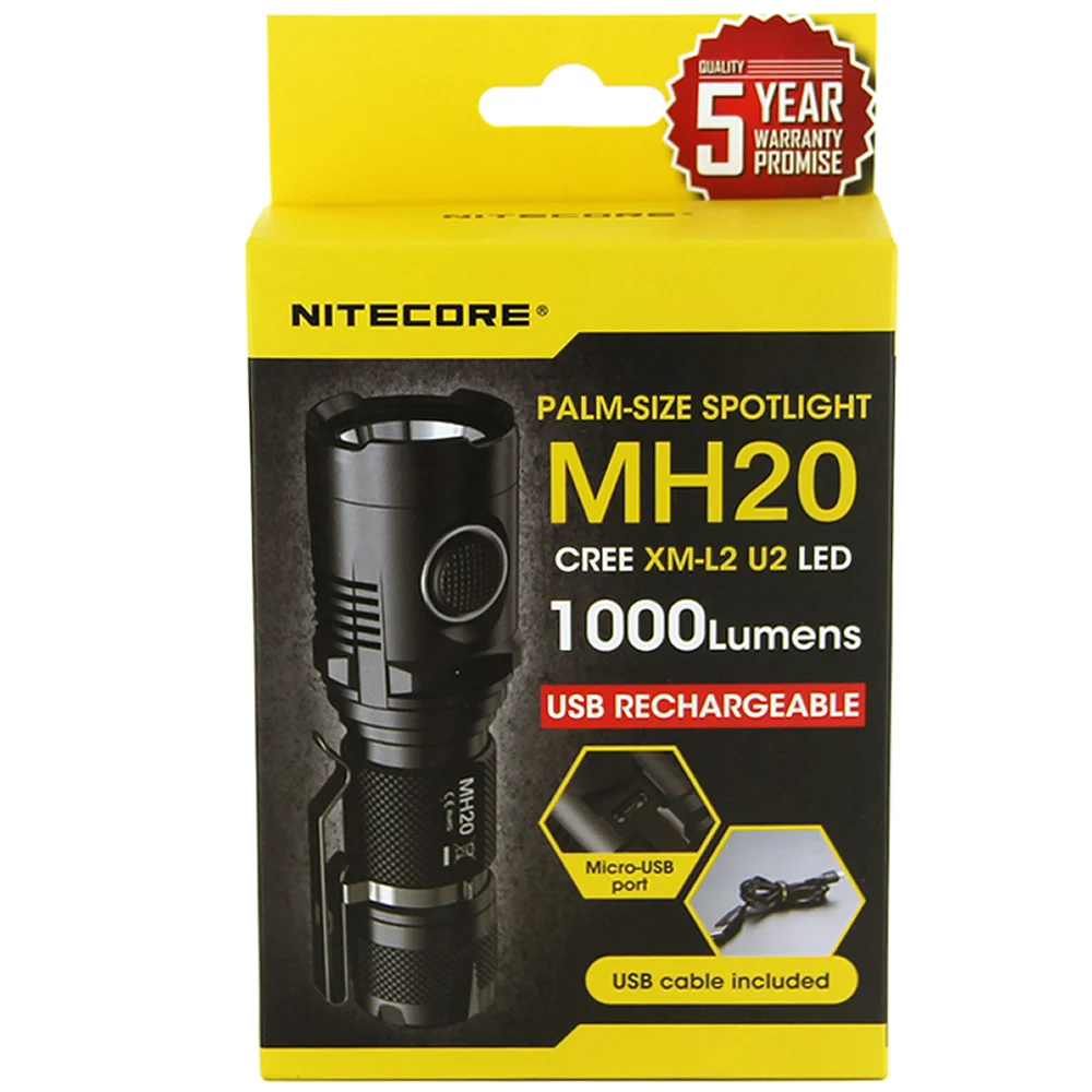 Free Shipping NITECORE MH20 1000 Lumens CREE XM-L2 U2 CRI LED Waterproof Torch USB Rechargeable Flashlight Without 18650 Battery
Free Shipping NITECORE MH20 1000 Lumens CREE XM-L2 U2 CRI LED Waterproof Torch USB Rechargeable Flashlight Without 18650 Battery