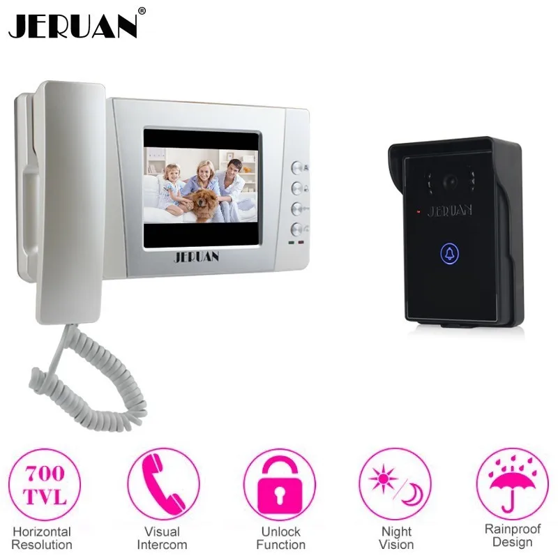 JERUAN Clear Wired 4.3 Inch LCD Color Video Doorbell Door Phone Intercom System kit Touch Key Night Vision Camera FREE SHIPPING
JERUAN Clear Wired 4.3 Inch LCD Color Video Doorbell Door Phone Intercom System kit Touch Key Night Vision Camera FREE SHIPPING