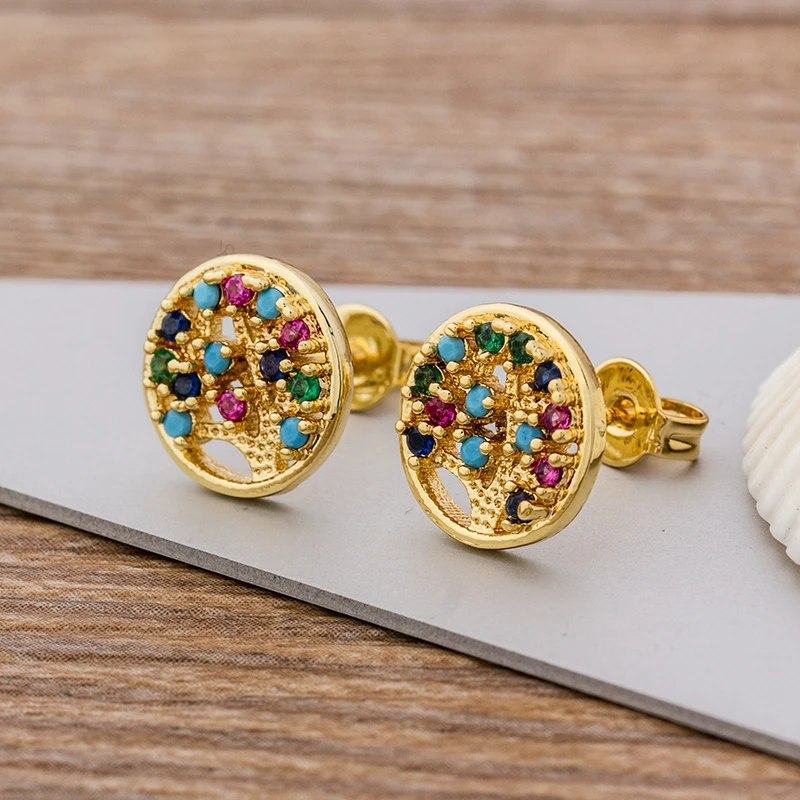 Classic Tree Of Life Stud Earrings For Women Crystal Gold Earring Top Quality CZ Copper Zircon Ears Jewelry Ethnic Gift
Classic Tree Of Life Stud Earrings For Women Crystal Gold Earring Top Quality CZ Copper Zircon Ears Jewelry Ethnic Gift