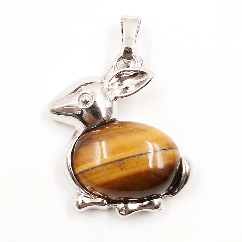 FYJS Unique Silver Plated Cute Rabbit with Natural Tiger Eye Stone Pendant Animal Jewelry
FYJS Unique Silver Plated Cute Rabbit with Natural Tiger Eye Stone Pendant Animal Jewelry