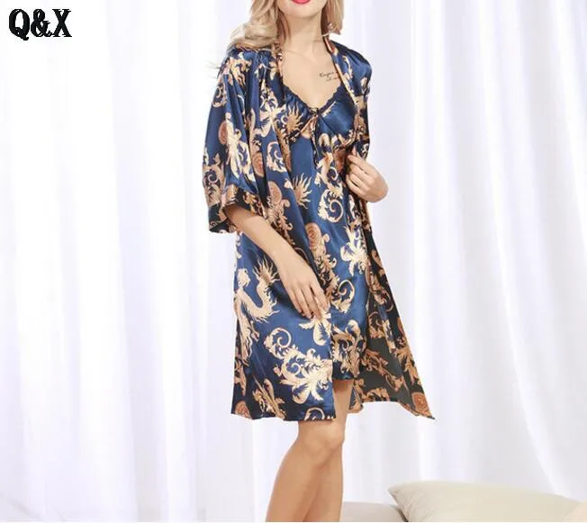 YT7 2017 Fashion "V" Collar Faux Silk Women Robes Printed,Hot Sale Three Quarter Sleeves Elegant Two-sets Robes For Summer
YT7 2017 Fashion "V" Collar Faux Silk Women Robes Printed,Hot Sale Three Quarter Sleeves Elegant Two-sets Robes For Summer