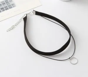 N334 2017 Hot Faux Leather Choker Fashion Simple Black Velvet Rope Silver round False Collar Necklace women collier Bijoux
N334 2017 Hot Faux Leather Choker Fashion Simple Black Velvet Rope Silver round False Collar Necklace women collier Bijoux