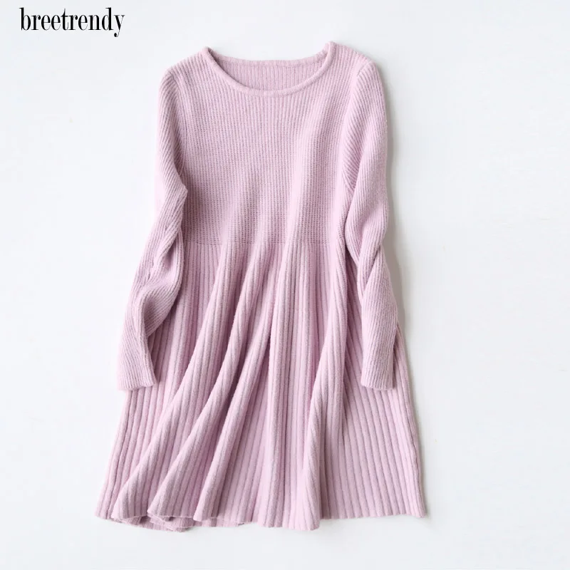 J877 Korean Fashion Solid Color O Neck Long Sleeve Loose Pullovers Dresses Wool Blends Dress Autumn Winter Women Knit Vestidos
J877 Korean Fashion Solid Color O Neck Long Sleeve Loose Pullovers Dresses Wool Blends Dress Autumn Winter Women Knit Vestidos