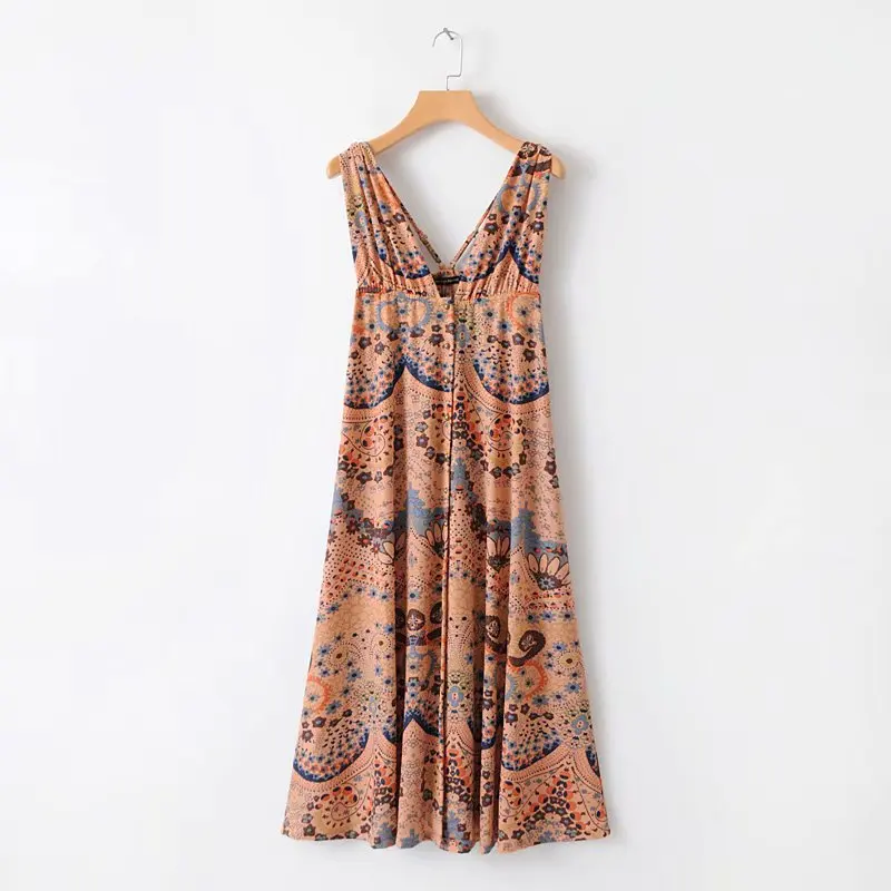 2019 Summer dress Ethnic Chic Floral Print Vintage Long Women dress Sleeveless V neck Strap Beach Dresses Female vestidos#M071
2019 Summer dress Ethnic Chic Floral Print Vintage Long Women dress Sleeveless V neck Strap Beach Dresses Female vestidos#M071
