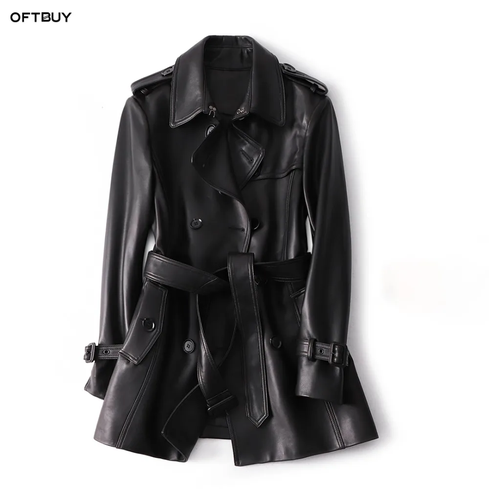 OFTBUY 2019 spring elegant classic double breasted windbreakers real sheepskin genuine leather black long trench coat for women
OFTBUY 2019 spring elegant classic double breasted windbreakers real sheepskin genuine leather black long trench coat for women