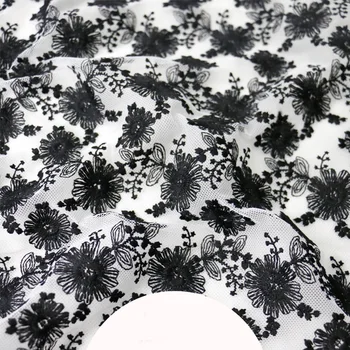 5yards White net black flower embroidery fabric children's clothing women's skirt lace cloth
5yards White net black flower embroidery fabric children's clothing women's skirt lace cloth