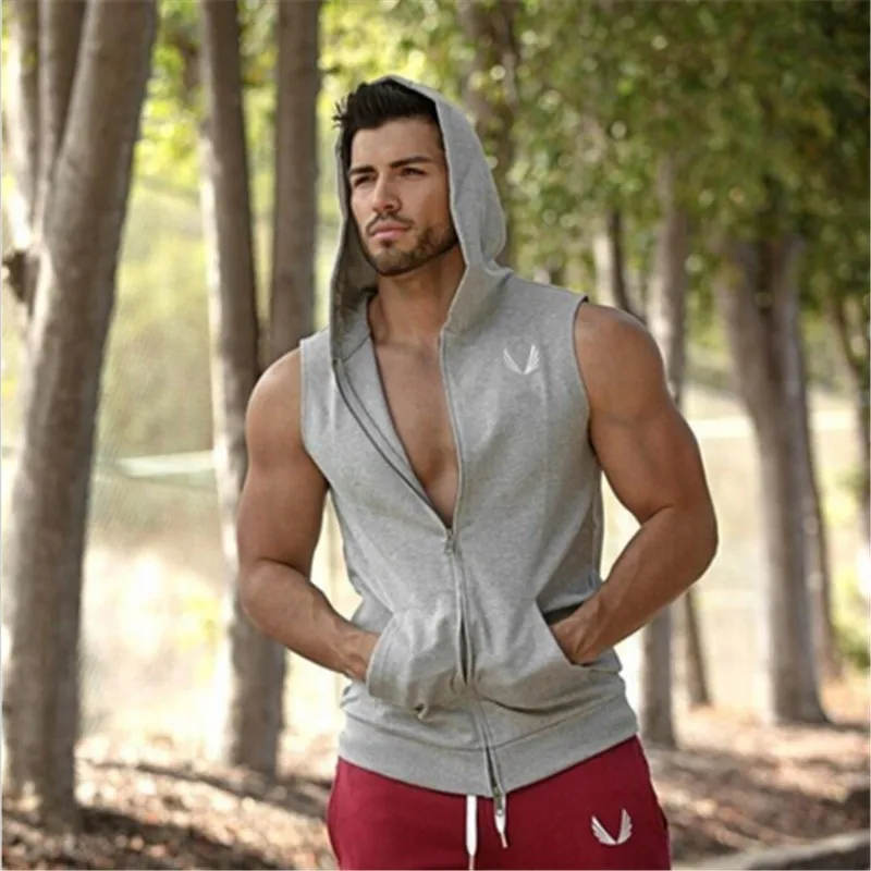 Mens GymwearMuscle Hoodie Hooded Vest Singlets Tank Tops Stringer Bodybuilding Fitness Sleeveless Zipper Tees Vest
Mens GymwearMuscle Hoodie Hooded Vest Singlets Tank Tops Stringer Bodybuilding Fitness Sleeveless Zipper Tees Vest