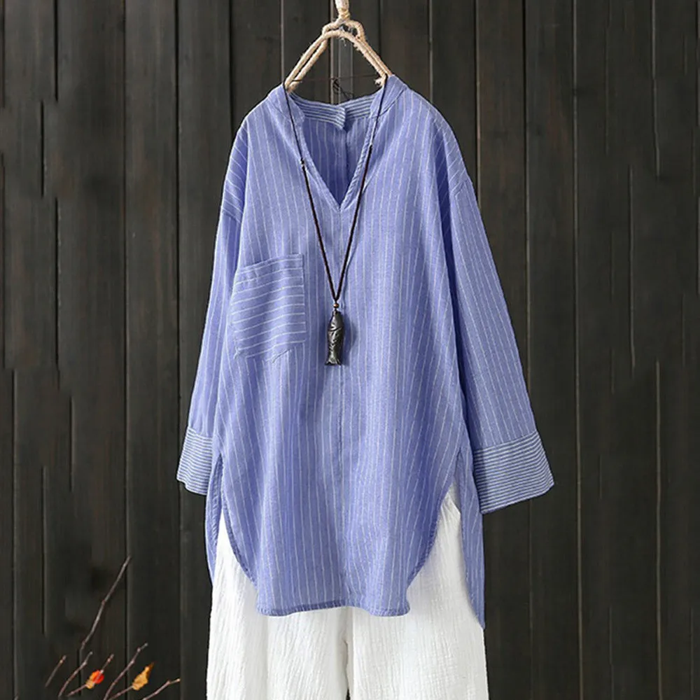 Plus Women Ladies Button Stripe Cotton Long Sleeve Irregular Long Shirt womens tops and blouses vadim shirts with Pockets #TW
Plus Women Ladies Button Stripe Cotton Long Sleeve Irregular Long Shirt womens tops and blouses vadim shirts with Pockets #TW
